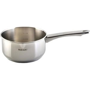 Wecook! Steelpan, 14 cm, kleine pan, inductie, 1,1 l, roestvrij staal, stapelbaar, voor kleine porties, eenpersoons huishouden