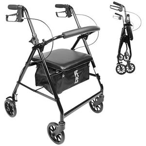 PEPE Mobility - Rollator Walker Senioren, Lichtgewicht, 4 Wiel, Vouwen, Aluminium