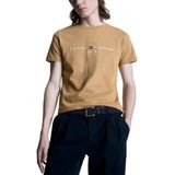 Tommy Hilfiger Tommy Logo Tee S/S T-shirts voor heren, Klassieke Khaki, 3XL grote maten