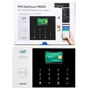 Draadloos alarmsysteem PNI SafeHouse HS600 Wifi GSM 4G, ondersteunt 90 draadloze zones en 3 bedrade zones, compatibel met Tuya Smart-applicatie, sms-waarschuwing, spraakoproep, telefoonmelding