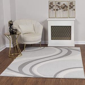 Surya Toulouse Abstract tapijt - vloerkleden voor woonkamer, eetkamer, lounge bed, modern marmeren tapijt, zacht luxueus en onderhoudsvriendelijk - groot tapijt 160 x 213 cm, grijs tapijt