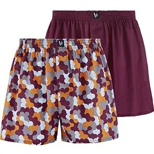 bruno banani Boxershort 2 stuks voordeel, wijnrood/oranje/lichtblauw/grijs // wijnrood, XL