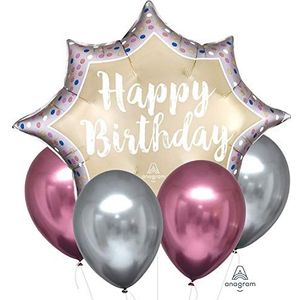 Amscan 4203601 - ballonset ster, 4 ballonnen van latex, 1 folieballon, meerkleurig, voor verjaardag, decoratie