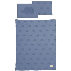 roba Lil Elephant babybeddengoed, 2-delig, dekbedovertrek 100 x 135 cm + kussensloop 40 x 60 cm, Oeko-Tex® en GOTS gecertificeerd, maanlichtblauw