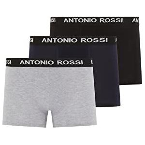 Antonio Rossi Boxerhipsters voor heren (pak van 3) Shorts, zwart, grijs, marineblauw met wit schrijven, XXL, Zwart, Grijs, Marine Met Wit Schrijven, XXL