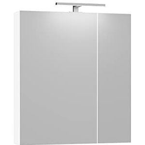 Baikal Camerino Kast met spiegel, multifunctionele badkamerkast, optie met of zonder ledlicht, eenvoudig te installeren, gemonteerde kast met led-wandlamp, 70 cm, wit