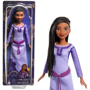 Mattel Asha van Rosas uit Disney's Wish, beweegbare modepop met natuurlijk haar, outfit die aan en uit kan, schoenen en accessoires HPX23