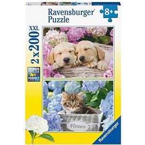 Ravensburger Puzzle 80568 Puzzel voor honden en katten, 2 x 200 stukjes, voor kinderen vanaf 8 jaar, 2-in-1 speciale editie met dierpuzzelmotieven, exclusief bij Amazon