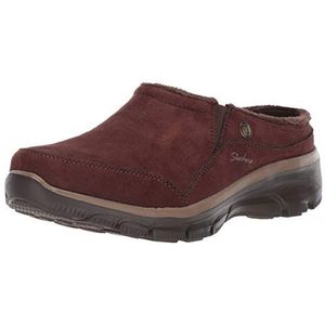 Skechers Easy Going-Latte-Twin Gore Slip-on Mule met open rug voor dames, Chocolade, 41 EU