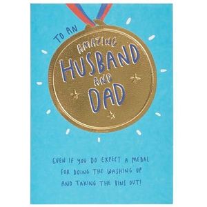 UK Greetings Vaderdag kaart voor echtgenoot/papa - gouden medaille ontwerp