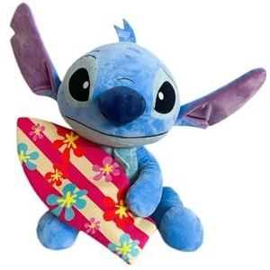 Simba 6315870037NPB Disney Lilo en Stitch, 50 cm pluche figuur met surfboard, geschikt vanaf de eerste levensmaanden