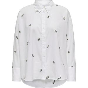 Onlnew Lina Grace Ls Emb Shirt Noos WVN, wit (bright white), S