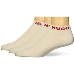 HUGO heren 3-pack effen katoenen enkelsokken, Frost Wit/Frost Wit/Frost White, 7-13