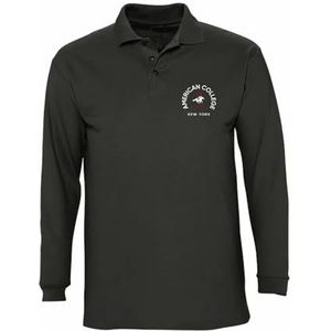 American College Sweatshirt Lange Mouw Poloshirt Heren Zwart Maat XL MODEL AC7 100% Katoen, Zwart, XL