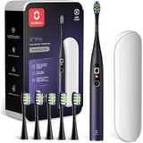 Oclean Sonic Electric Toothbrush Adults X Series Pro Travel Set, Smart Touchscreen, 3 Modes, 84000 VPM, Lasts 30 Days, 2 in 1 Magnetic charger Wall-Mount, 6 Replacement Heads & Travel Case - Purple