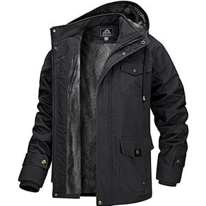 MAGCOMSEN Heren Winter Fleece Bomber Cargo Jas Jas Casual Militaire Stijl Windjack Jas met Capuchon, Grijs, M