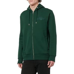 GANT REG Tonal Shield Full Zip Hoodie, Tartan Green, S
