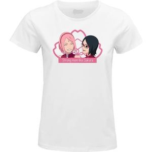 Boruto WOBORUTTS001 Dames T-Shirt Mother's Day Sakura, Wit, Maat S, Wit, S