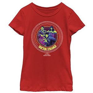 Marvel Little, Big Dr. Strange in The Multiverse of Madness Runes Badge Girls T-shirt met korte mouwen, rood, small, rood, S