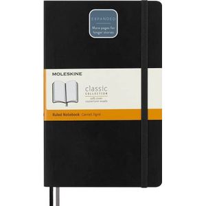 Moleskine - Classic Expanded Ruled Paper Notebook - Soft Cover and Elastic Closure Journal - Color Black - Size Large 13 x 21 A5 - 400 Pages