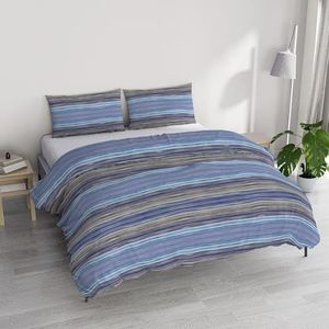 Beddengoedset voor tweepersoonsbed, katoen, river, Made in Italy, dekbedovertrek 250 x 200 cm met dubbele envelop en 2 kussenslopen (tweepersoonsbed, Rio Blue)