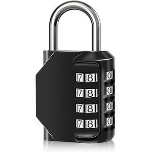 SUTOUG Combination Lock, waterdichte 4 Digit Padlocks met cijfercode, zinklegering Digit Lock voor deur, gereedschapsboxen, scholen, gym, tuin, hekwerk, kast- en opbergzwart