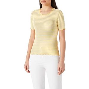 Koton Dames Crew Neck Short Sleeve Gestreept T-Shirt, gele streep (18z), XL