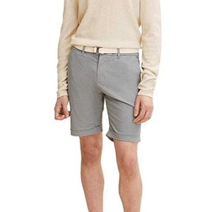 TOM TAILOR Denim Uomini Chino bermuda shorts met riem 1031436, 26834 - Grey Small Broken Square, S