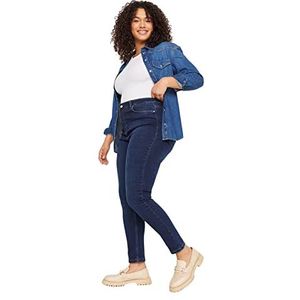 Trendyol Vrouwen Plus Size Hoge Taille Skinny Fit Plus Size Jeans, Donkerblauw,46, Donkerblauw, 44 grote maten