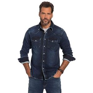 JP 1880, FLEXNAMIC®, denim, lange mouwen, kentkraag, moderne basic fit, westerse look, Denim Blauw, 8XL