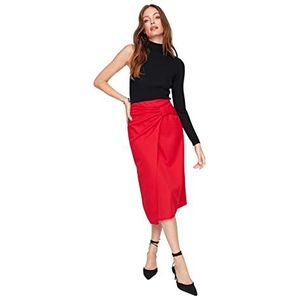 Trendyol Dames Midi Asymmetrische Kokerrok Geweven Rok, Rood, 62
