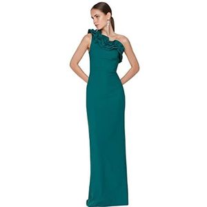 Trendyol Dames Maxi Shift Regular Geweven Avondjurk, Emerald Groen, 64