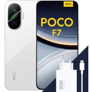 POCO F7 Smartphone, 12+256GB, White, Flagship Snapdragon® 8s Gen 4, 6500mAh battery, 50MP Sony camera with OIS, 6.83"" 1.5K 120Hz AMOLED display (Included power adapter)