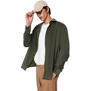 Trendyol Heren flat lange mouw regular shirt, Kaki, XXL