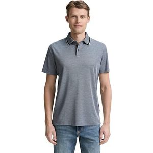 TOM TAILOR Poloshirt voor heren, 24571 - Navy White Two Tone Piqué, XL