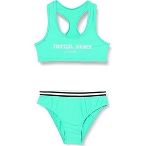 HAUTE PRESSION Tweedelig badpak voor meisjes, effen, schrijven, X9051, C04, T12A, Lichtgroen, 12-16 ans
