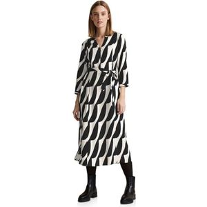Street One Dames midi-jurk bedrukt, zwart, 36