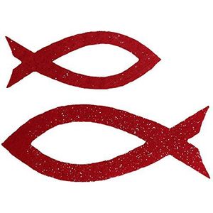 Petra's Knutsel-News 50-delige visset met hals, 2 verschillende maten, glittervilt, eenzijdig glitter, fliz, rood, 18 x 12 x 5 cm