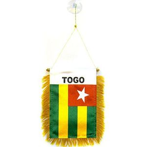 Togo mini Banner 6'' x 4'' - Togolese PENNANT 15 x 10 cm - mini Banners 4x6 inch zuignap hanger - AZ FLAG