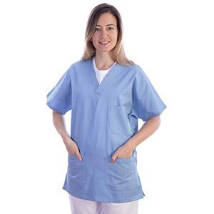 GiMA – Tunika, katoen/polyester, unisex, voor verpleegsters, therapeuten, beauty, gezondheid care, nail, SPA Limo, Large, blauw, 1
