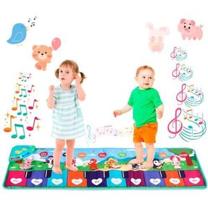 NK Muzikaal tapijt voor baby's, met 8 led-geluiden, piano, speelgoed voor kinderen van 3 tot 5 jaar, origineel Montessori-cadeau, verjaardag, opvouwbaar, opname/playback-functie (110 x 36 cm)
