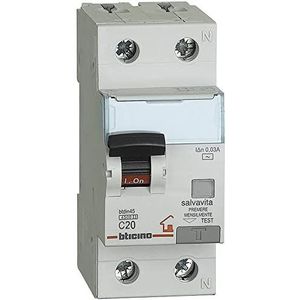Bticino BTDIN LS Stroomonderbreker 1P + N, 4,5 kA, Idn = 0,03 A.