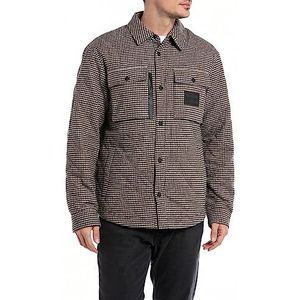 Replay Overgangsjas voor heren, met borstzakken, Blk/Lt Brown/Natural White 010, XS