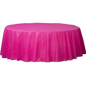 Bright Pink Round Plastic Tablecovers 2.13m