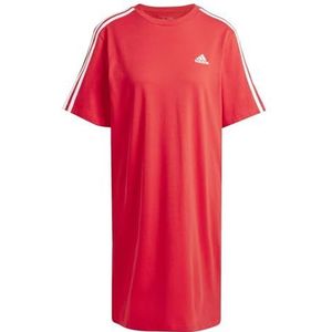 adidas Dames Essentials 3-Stripes Single Jersey Boyfriend Tee Dress, better scarlet, M