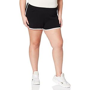 Urban Classics Biologische interlock retro hotpants shorts voor dames, zwart/wit, 4XL Slim Extra Kurz