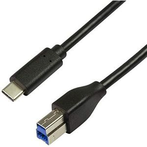 USB 3.2 (Gen1x1) aansluitkabel, USB (type C) naar USB (type B) zwart, 1m