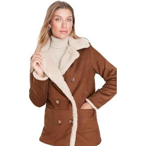 Trendyol Vrouwen Regular Puffer Revers kraag Geweven Jas, camel, 62