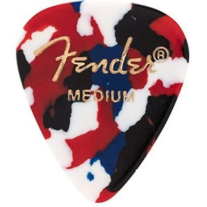 Fender 351 Shape Premium plectrums (12 stuks) voor elektrische gitaar, akoestische gitaar, mandoline en bas 351 - medium meerkleurig (confetti)