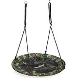 Relaxdays nestschommel rond, schommel voor kind & volwassene, 100 kg, ronde kinderschommel, Ø 100 cm camouflage kleuren